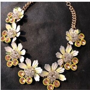 J Crew rare Brulee Daisy Inspired Colorful Rhinestone And Metal look Necklace